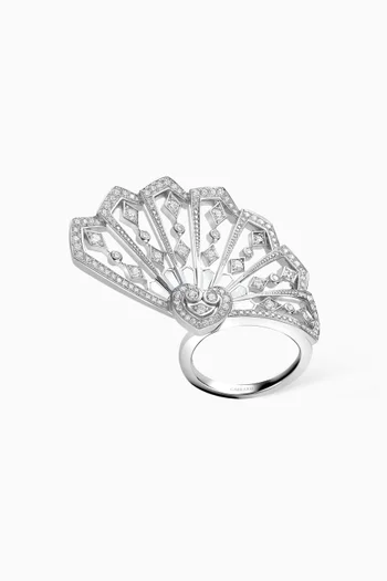 Fanfare Mother-of-Pearl & Diamond Ring in 18kt White Gold
