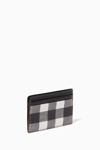 Card Case in Check E-canvas & Leather