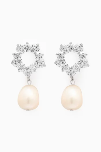 أقراط روبين نحاس مطلي بذهب أبيض عيار 18