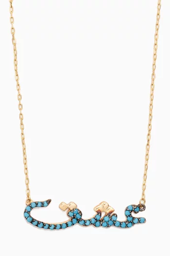"Love" Turquoise Necklace in 18kt Yellow Gold