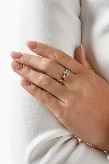 Mosaic Diamonds & Enamel Ring in 18kt Yellow Gold
