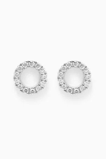 Circles Diamond Stud Earrings in 18kt White Gold