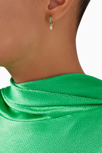 Marquise Diamond Drop Emerald Hoops in 18k Yellow Gold