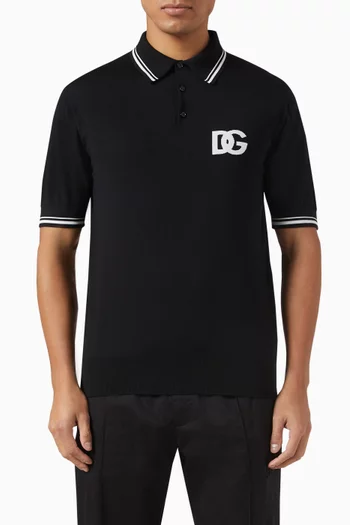 DG Embroidered Polo Shirt in Wool Blend