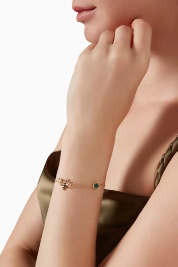 Kheffah Diamond & Malachite Bracelet 18kt Yellow Gold