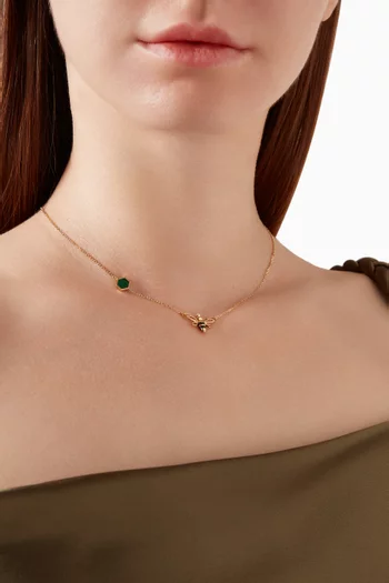 Kheffah Diamond & Malachite Necklace in 18kt Yellow Gold