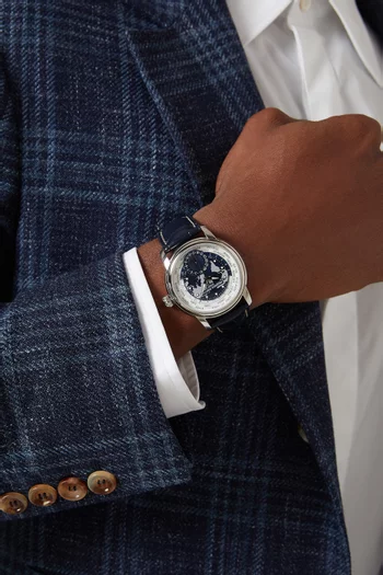 ساعة كلاسيكس ورلد تايمر أوتوماتيكية بسوار جلد، 42 مم