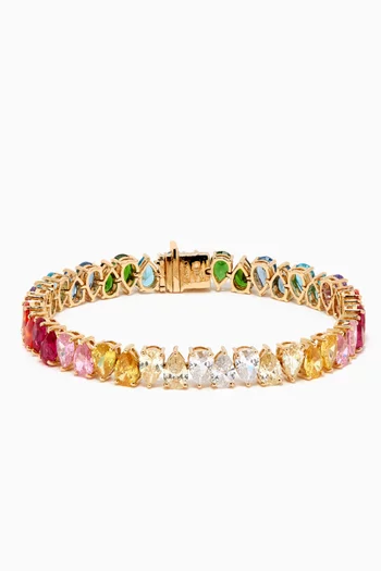 Rainbow Opposing Pear-cut Tennis Bracelet in 18kt Gold