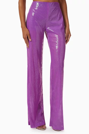 High-waisted Pants in Sequin