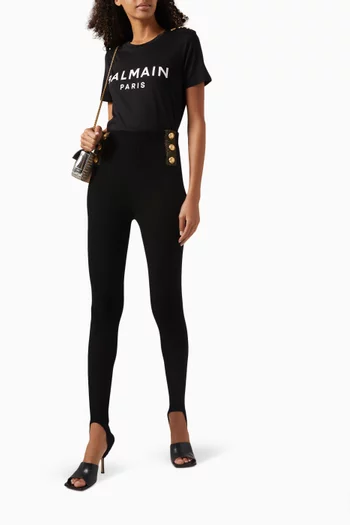 Logo-print Buttoned T-shirt in Cotton-jersey