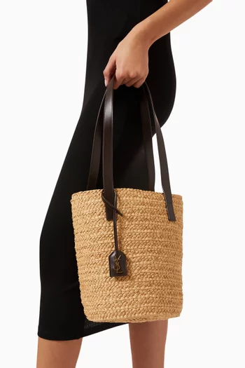 Small Panier Top Handle Bag in Raffia