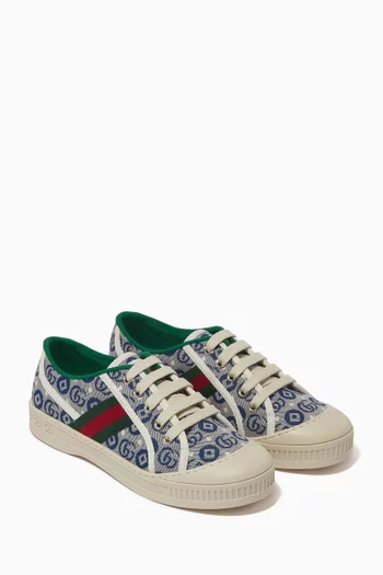 Logo Tennis Sneakers in Cotton & Rubber