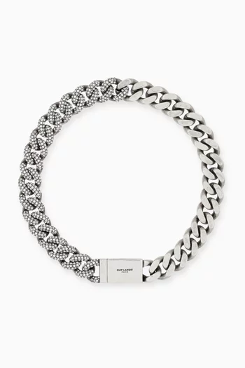 Rhinestone Thick Curb Chain Bracelet in Metal