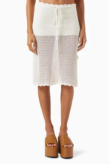 Collette Crochet Midi Skirt in Linen-blend
