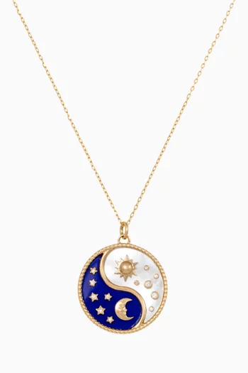 Mini Sang Diamond, Lapis Lazuli & Mother of Pearl Necklace in 18kt Gold