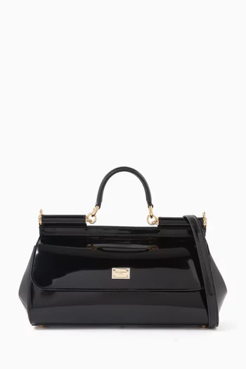 Sicily Long Medium Top-handle Bag in Polished Leather