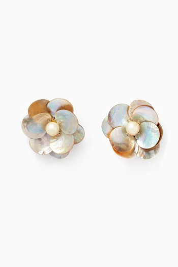 Celeste Flower Clip-on Earrings in Gold-plated Brass