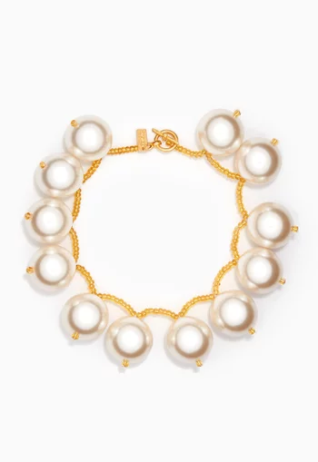 Echappes Beaded Necklace in Gold-plated Brass