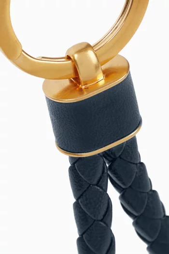 Keyring in Intrecciato Leather