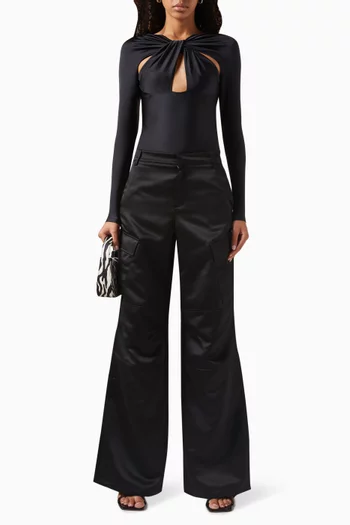 بودي سوت بتصميم ملفوف وفتحات جيرسيه