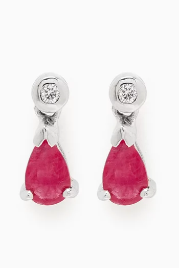 Ruby & Diamond Earrings in 18kt White Gold