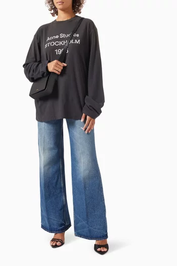 تي شيرت بشعار الماركة وطبعة 1996 مزيج قطن