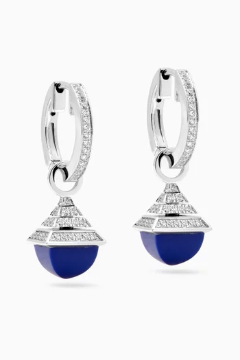 Cleo Midi Rev Diamond & Lapis Lazuli Drop Earrings in 18kt White Gold
