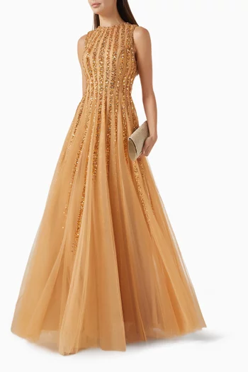 Sequin-embellished Maxi Dress