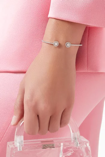 Round Pavé Diamond Open Bangle in 14kt White Gold