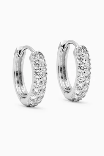 Baby Pavé Hoop Earrings in Silver-plated Brass