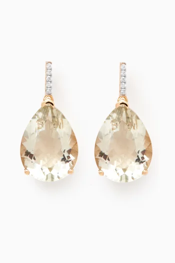 Amethyst Pear Drop Diamond Earrings in 14kt Gold