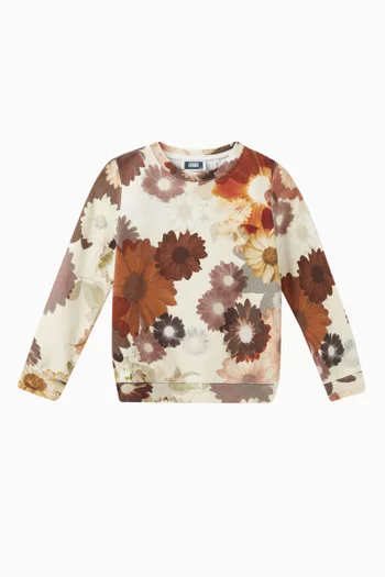 All-over Floral Print Sweatshirt in Cotton