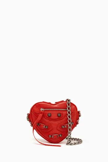 Mini Le Cagole Heart Shoulder Bag in Leather