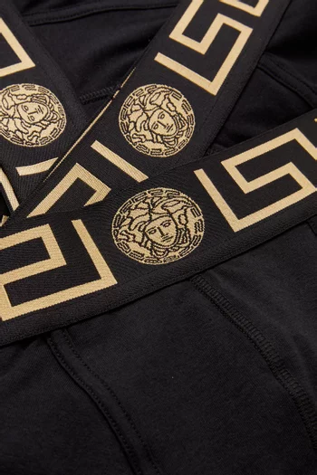 طقم بوكسر بشريط ونقشة غريكا قطن، 3 قطع