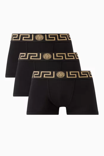 طقم بوكسر بشريط ونقشة غريكا قطن، 3 قطع