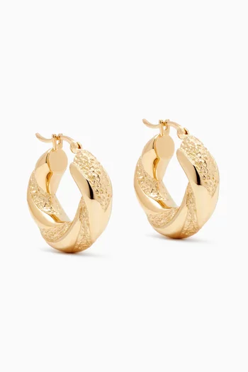 Chunky Twisted Hoop Earrings in 18kt Gold-plated Brass