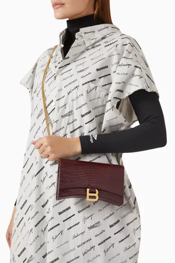 Hourglass Wallet on Chain in Crocodile Embossed Leather