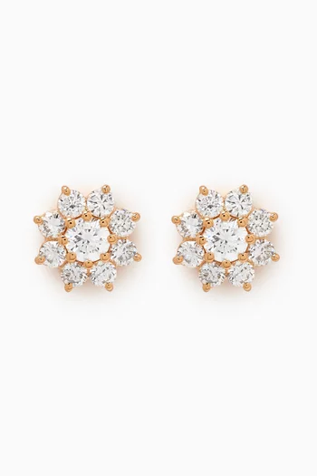Mini Flower Diamond Stud Earrings in 18kt Gold