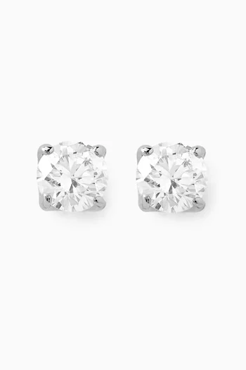 Round Diamond Stud Earrings in 18kt White Gold