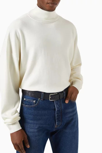 حزام بتصميم مجدول جلد عجل