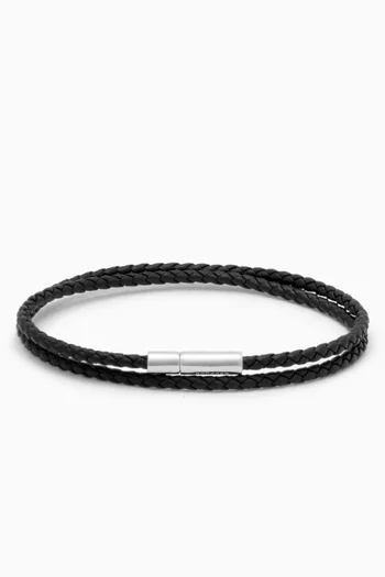 Gianni Double Tour Bracelet in Woven Leather