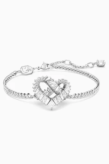 Matrix Heart Crystal Bracelet in Rhodium-plated Metal