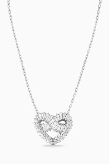 Matrix Heart Crystal Necklace in Rhodium-plated Metal