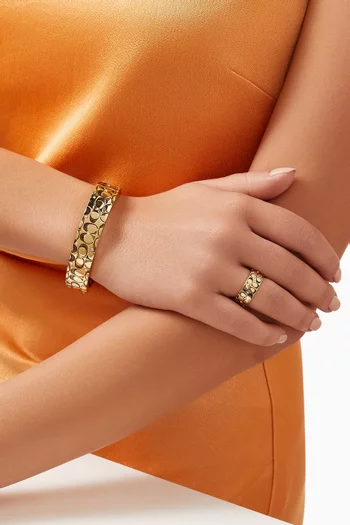Quilted C Hinged Bangle in Metal