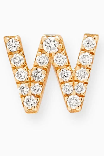 "W" Diamond Letter Single Stud Earring in 18kt Gold