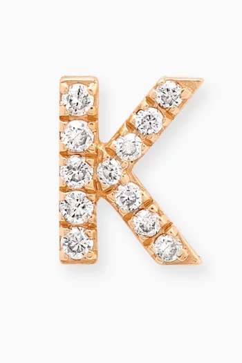 K Letter Diamond Single Stud Earring in 18kt Gold