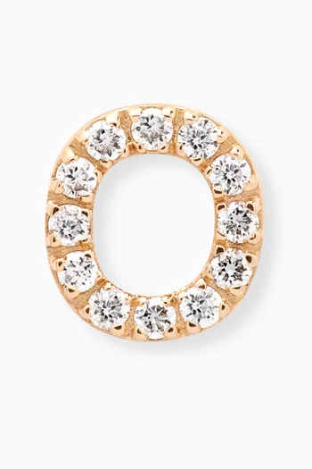 O Letter Diamond Single Stud Earring in 18kt Gold