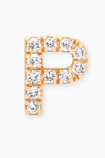 P Letter Diamond Single Stud Earring in 18kt Gold