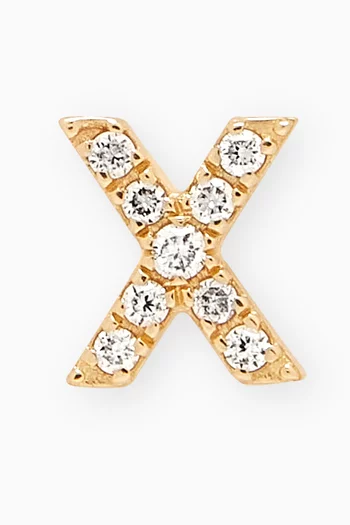 X Letter Diamond Single Stud Earring in 18kt Gold