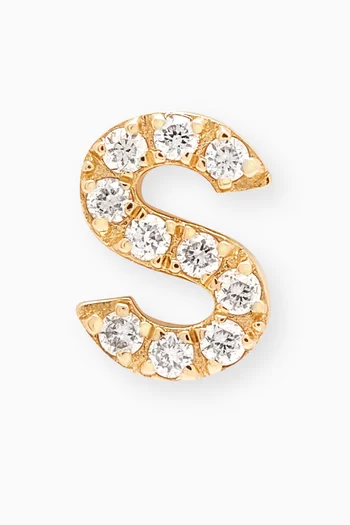 S Letter Diamond Single Stud Earring in 18kt Gold